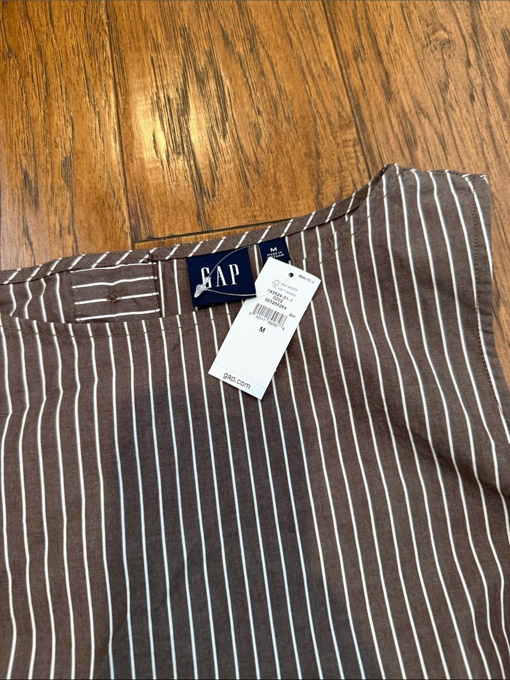 Gap Brown Stripe Poplin Two-Piece Crop Top & Full Skirt Set - Medium - Picture 2 of 14